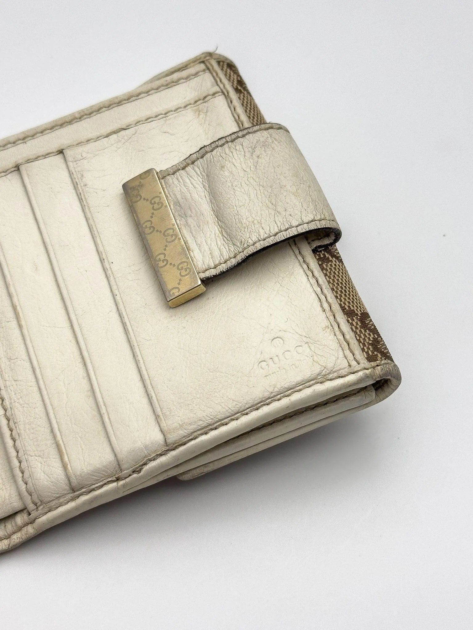 Gucci - Portefeuille en toile GG cuir blanc - Atelier Victor