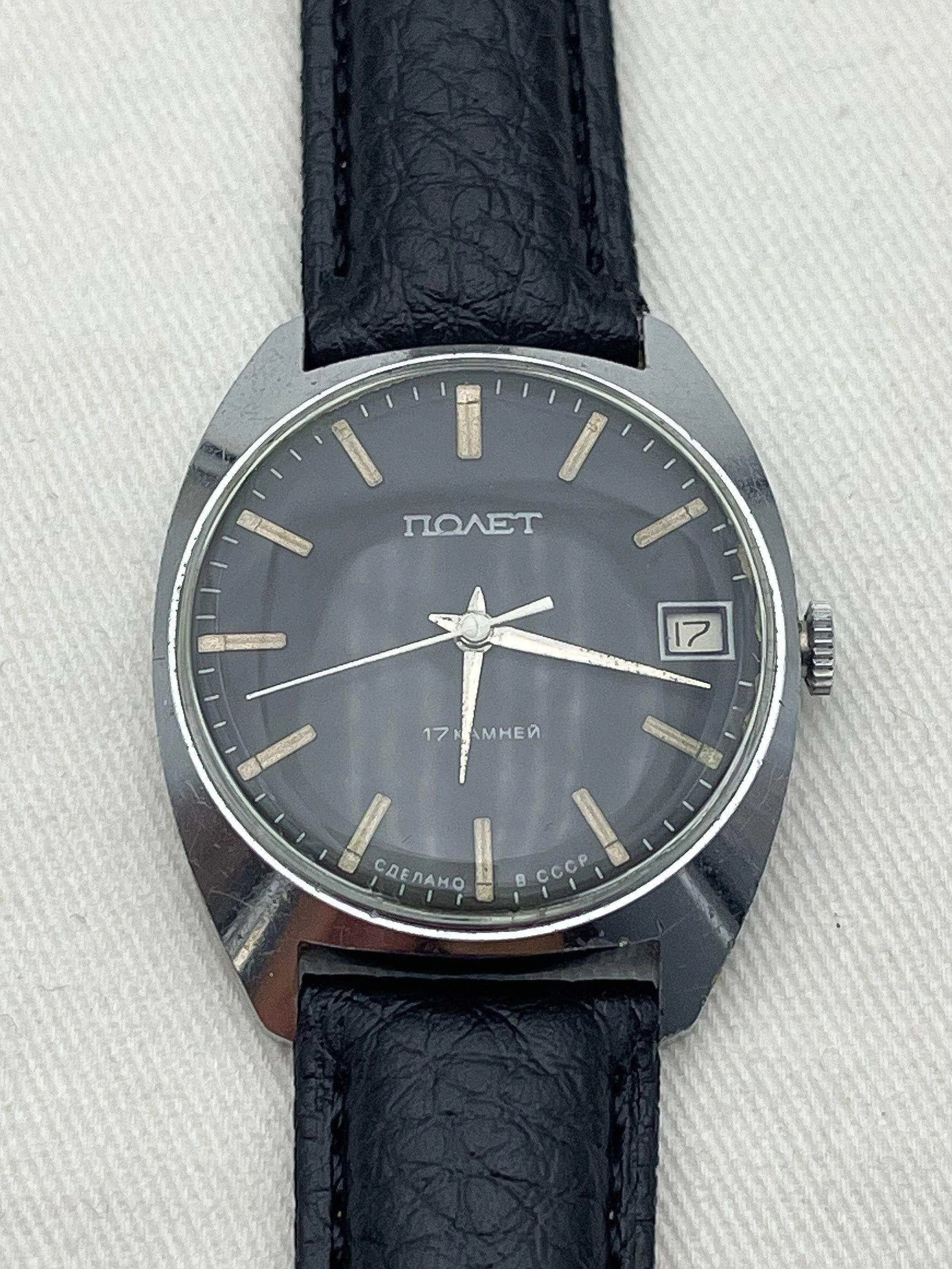 Poljot - Black Dial White Date - 1970s - Atelier Victor