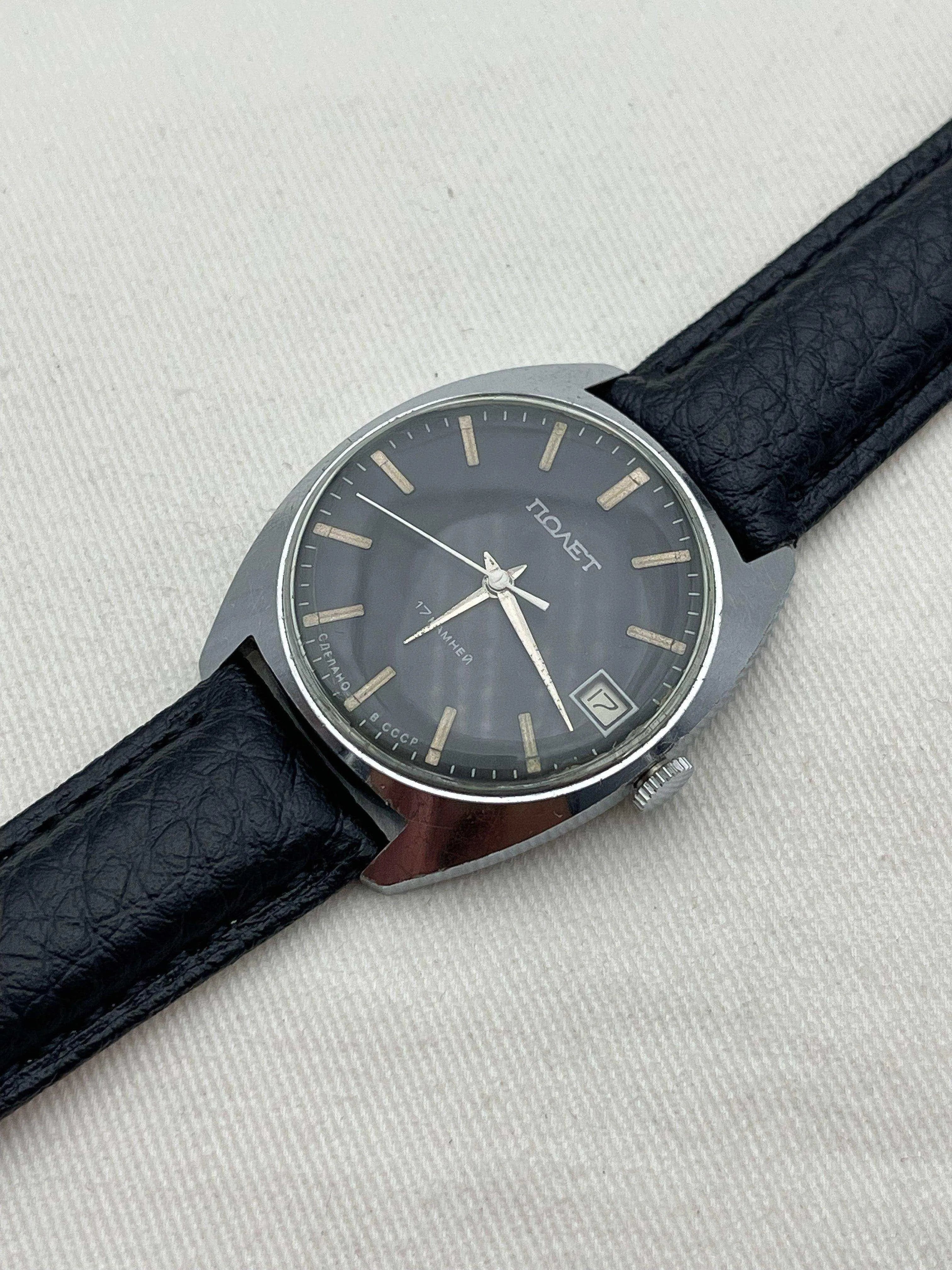 Poljot - Black Dial White Date - 1970s - Atelier Victor