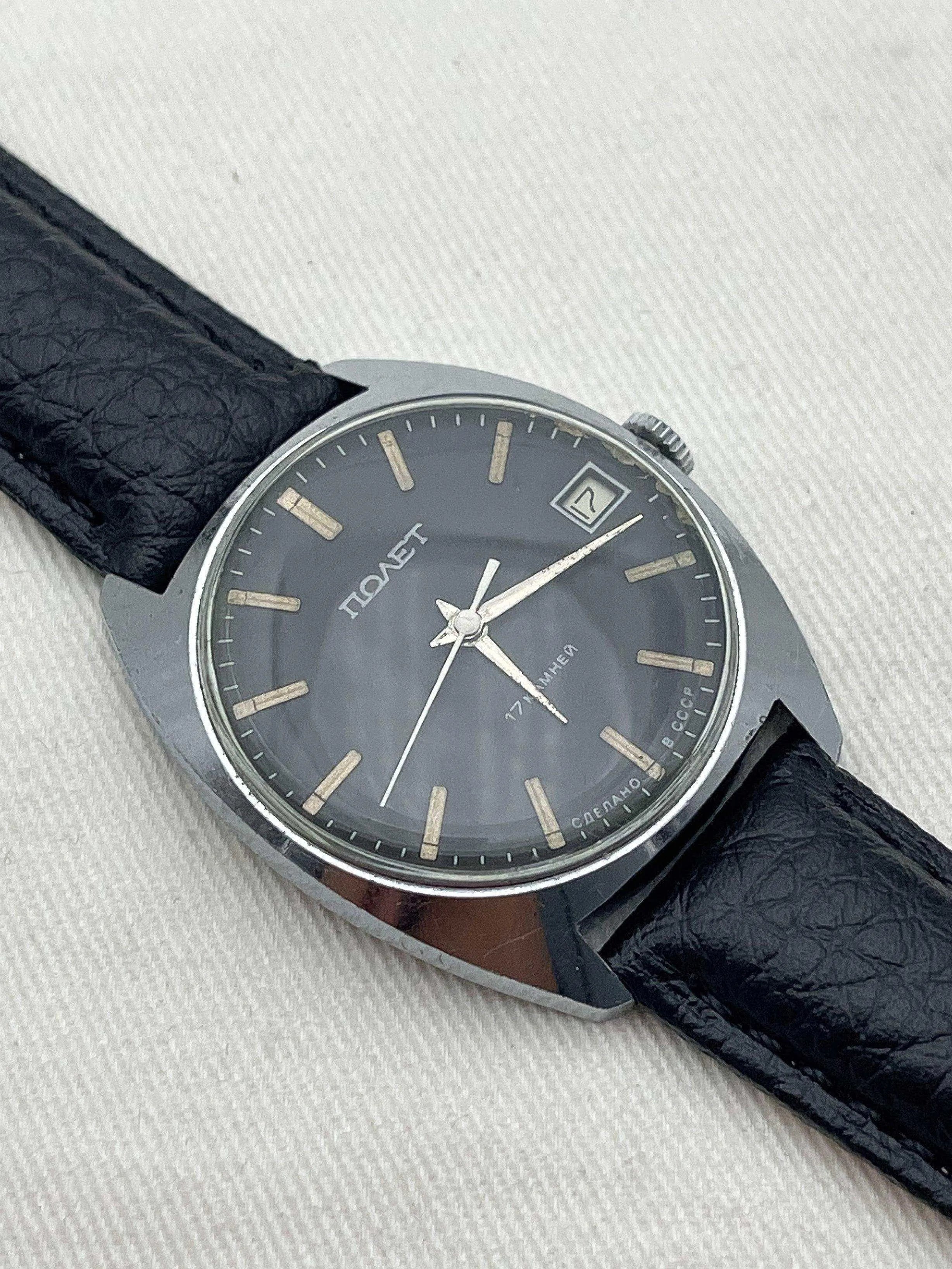 Poljot - Black Dial White Date - 1970s - Atelier Victor