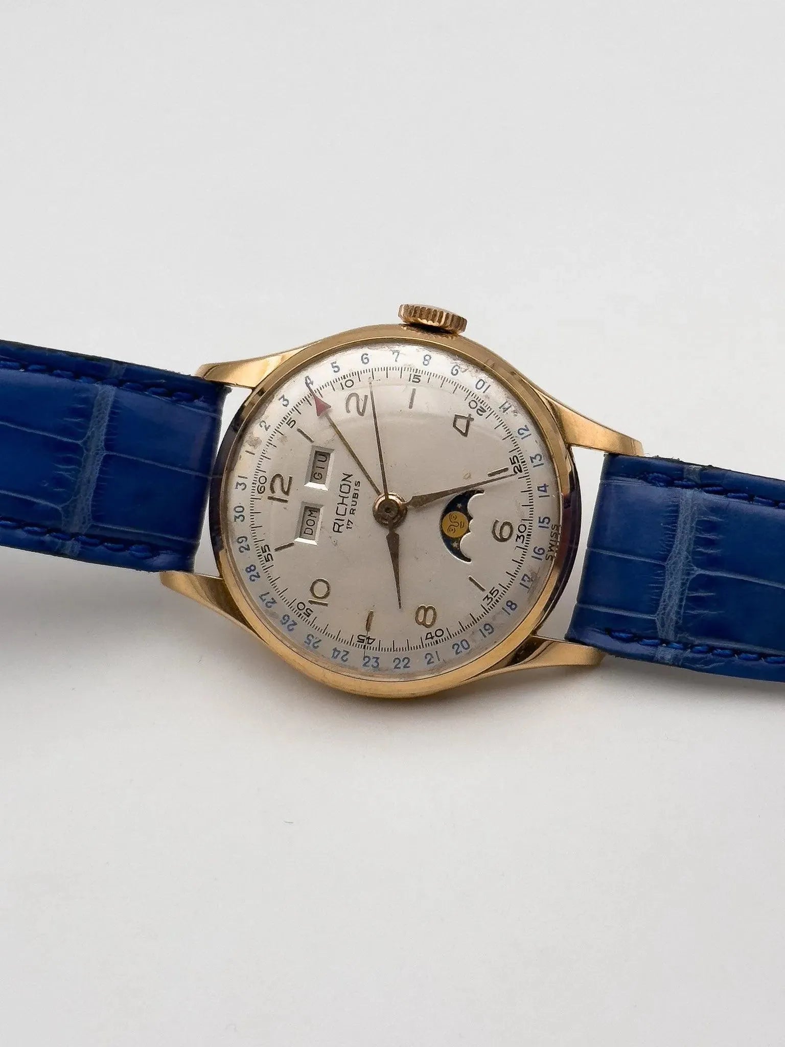 Richon - 18k Rose Gold Triple Calendar Moonphase Venus - 1940s - Atelier Victor