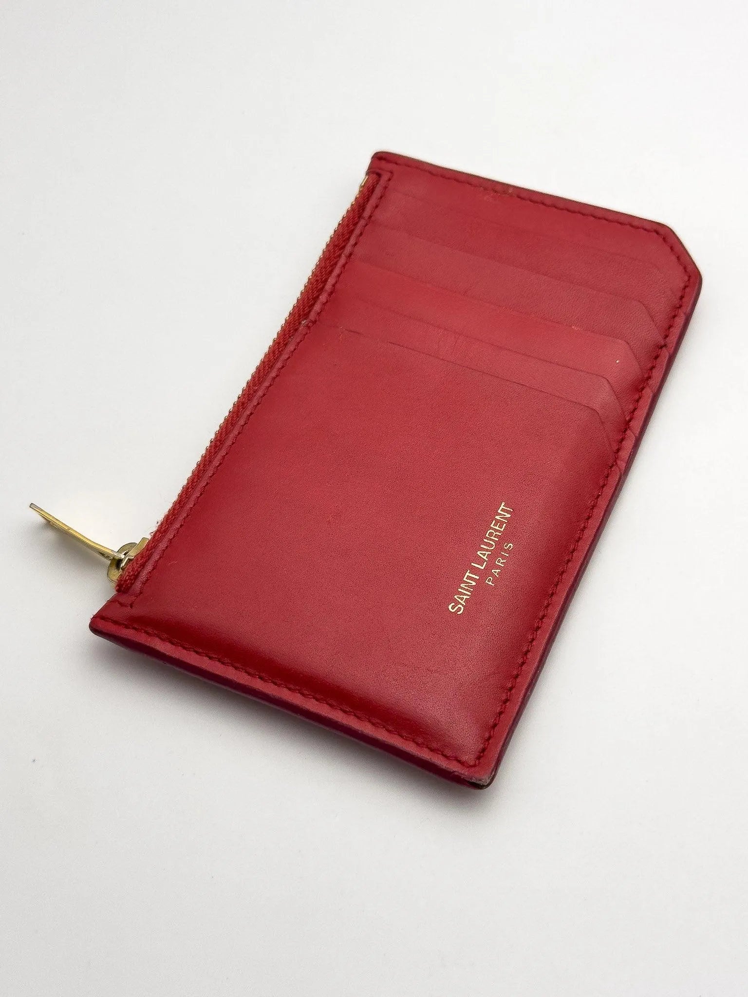 Saint Laurent - Portefeuille en cuir rouge - Atelier Victor