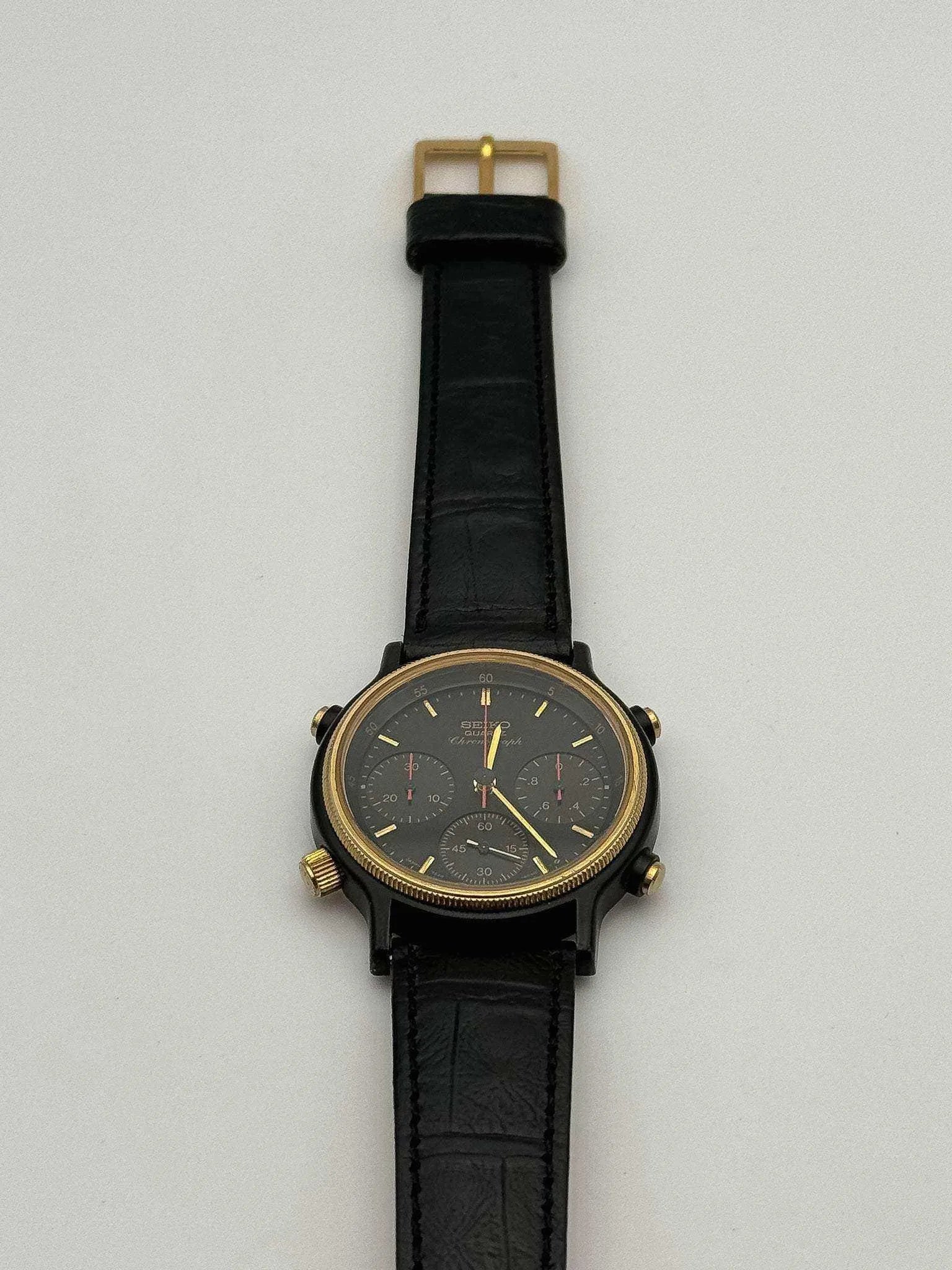 Seiko - Black Chronograph Leather - 1984 - Atelier Victor