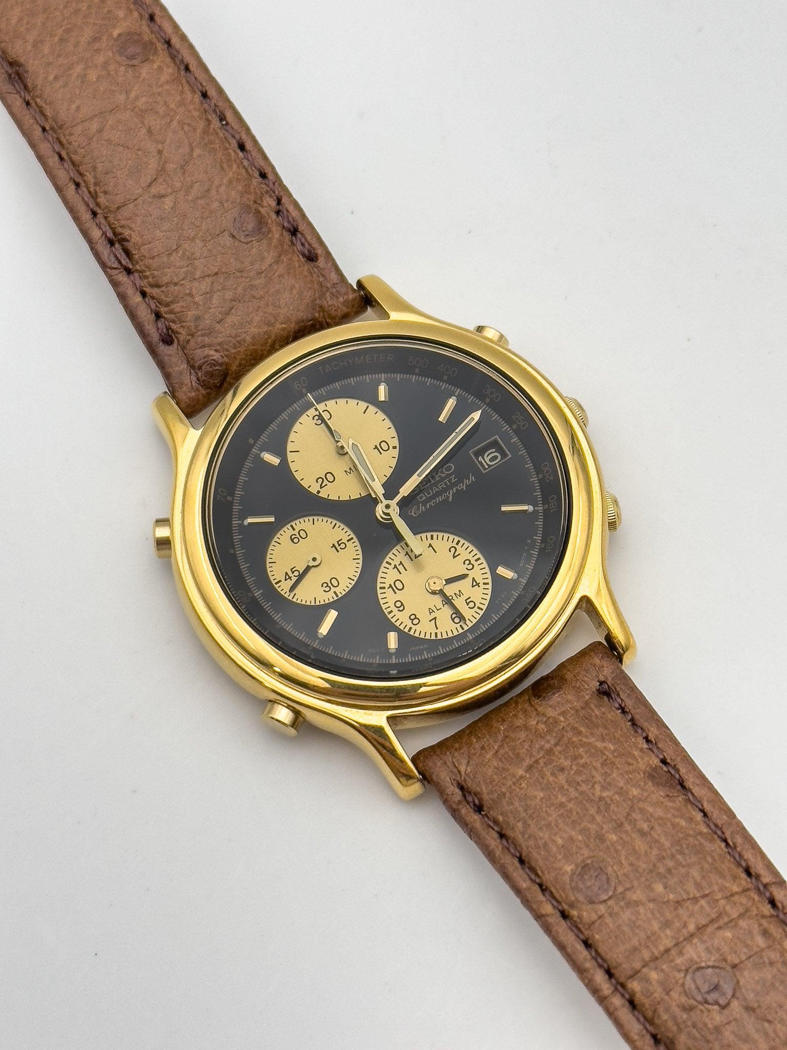 Seiko - Gold Black Chrono Alarm - 1992 - Atelier Victor