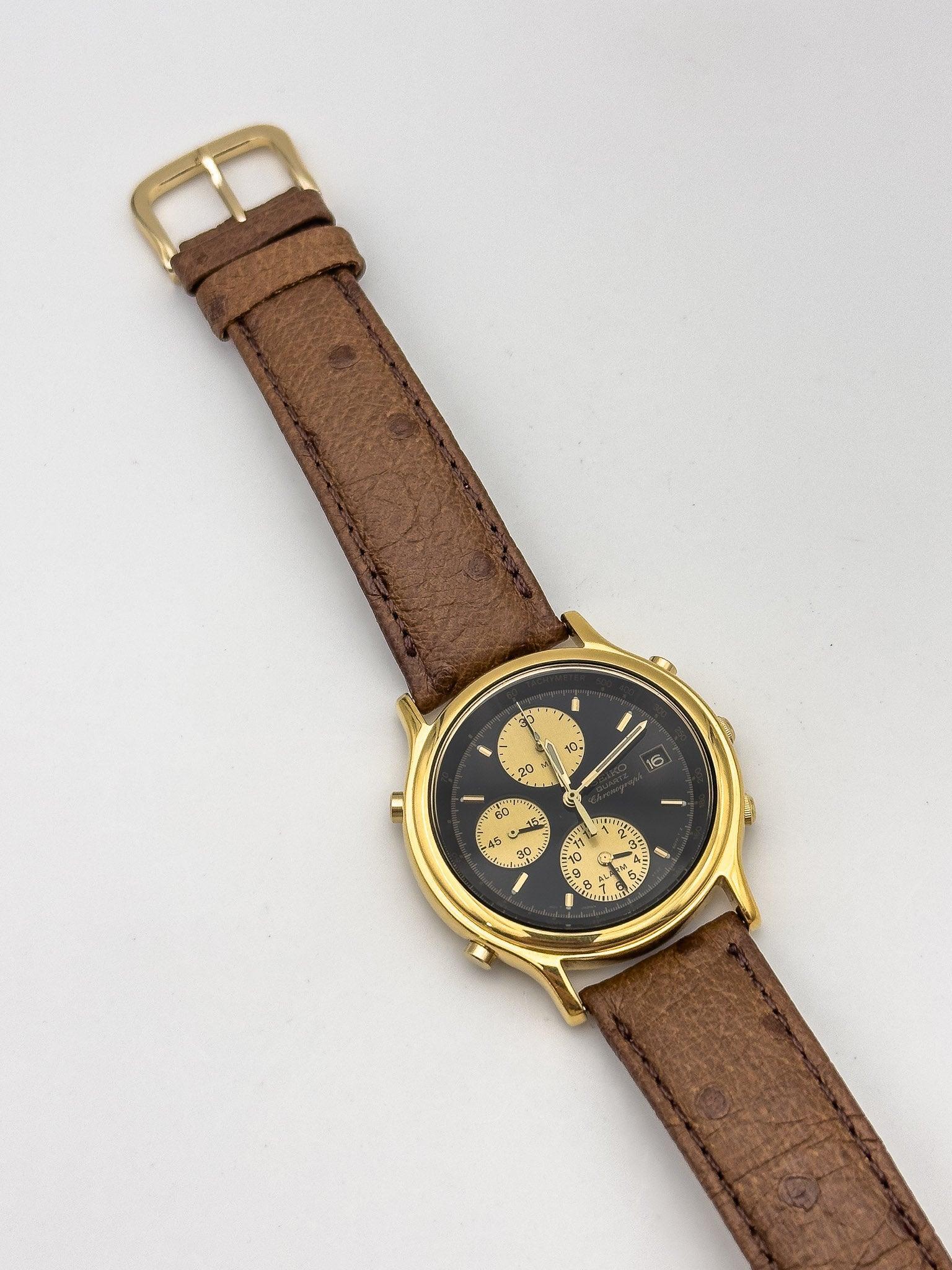 Seiko - Gold Black Chrono Alarm - 1992 - Atelier Victor