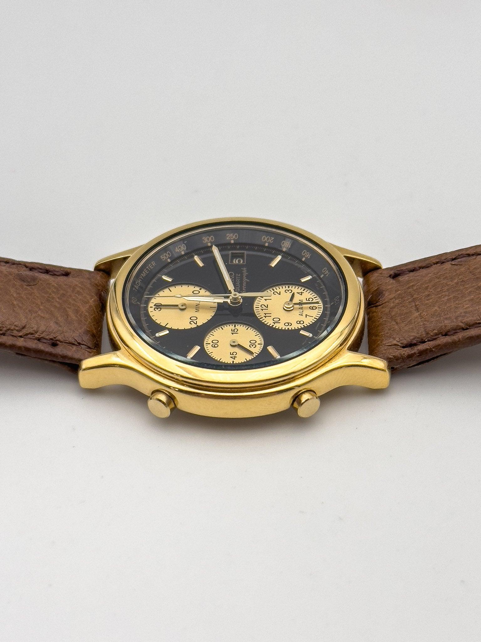 Seiko - Gold Black Chrono Alarm - 1992 - Atelier Victor