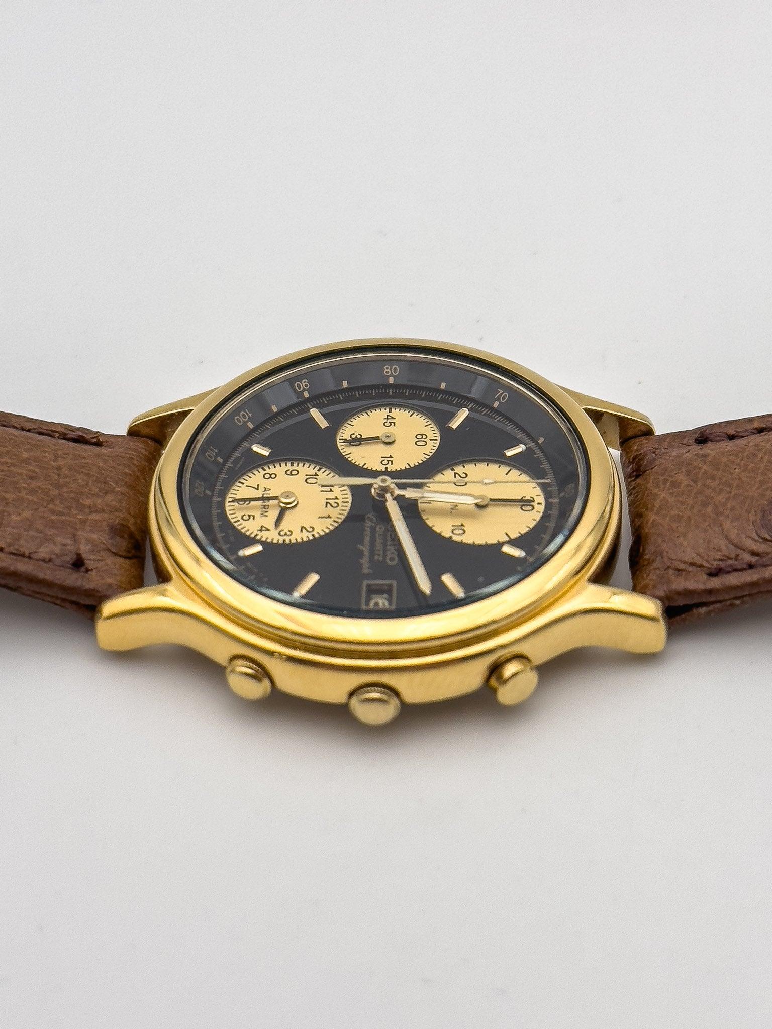 Seiko - Gold Black Chrono Alarm - 1992 - Atelier Victor